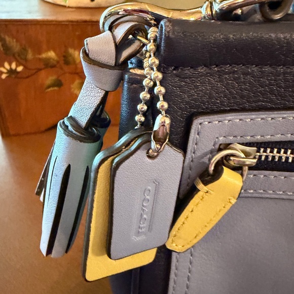 Coach Lite Blue/Navy Blue with Yellow Accents Larger Wristlet- Zippered Pouch - Picture 3 of 12